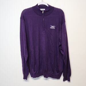 Peter Millar Autumn Crest 1/4 Zip Pullover Size XL Deep Purple Merino Chest Logo